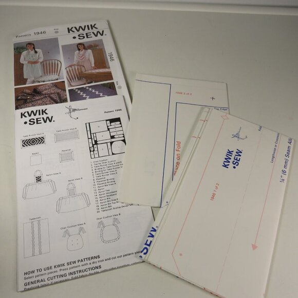 Kwik Sew 1946 Clothing Sewing Pattern NEW UNCUT Home Decor Kitchen Dining - Picture 3 of 7